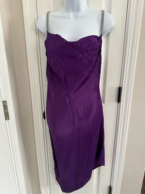 Zara Purple Midi Dress with Silver Chain Straps